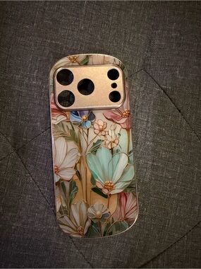 Floral Pastel Phone Case with Gold Camera Trim - Mint & Blush